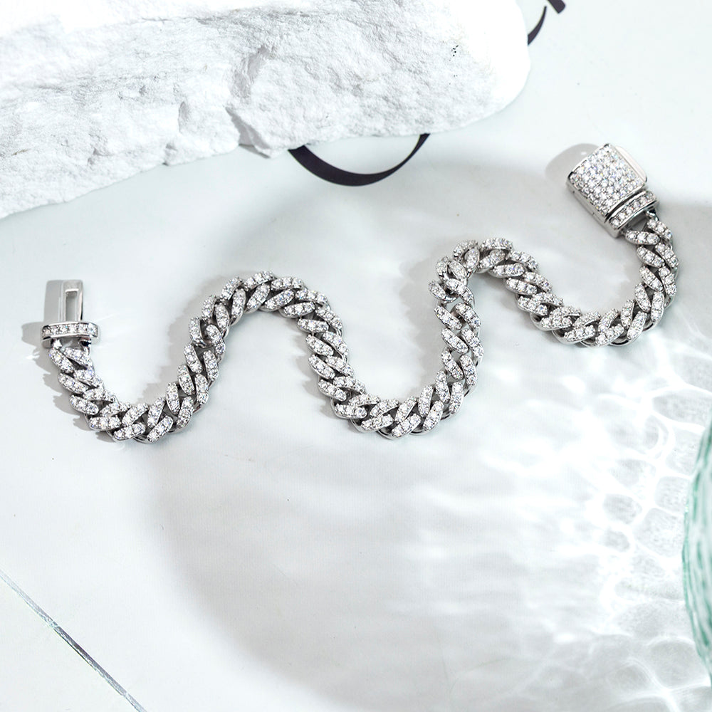 Ecob-624 | Bravura Cuban Lab Diamond Link Bracelet in 18K Gold