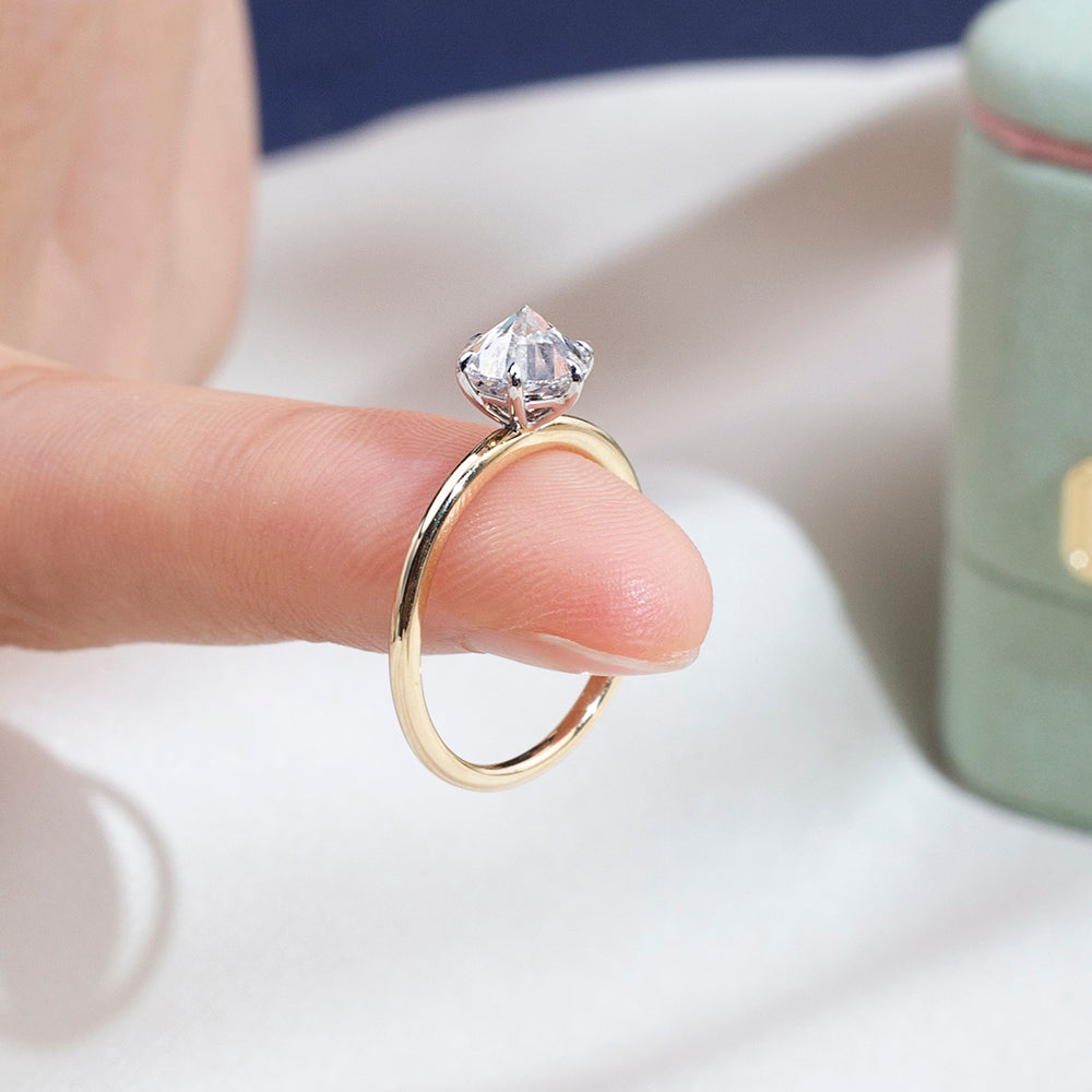 Eco-1858: Golden Solitude – Lab-Grown Round Diamond Solitaire Ring in 18K Yellow Gold