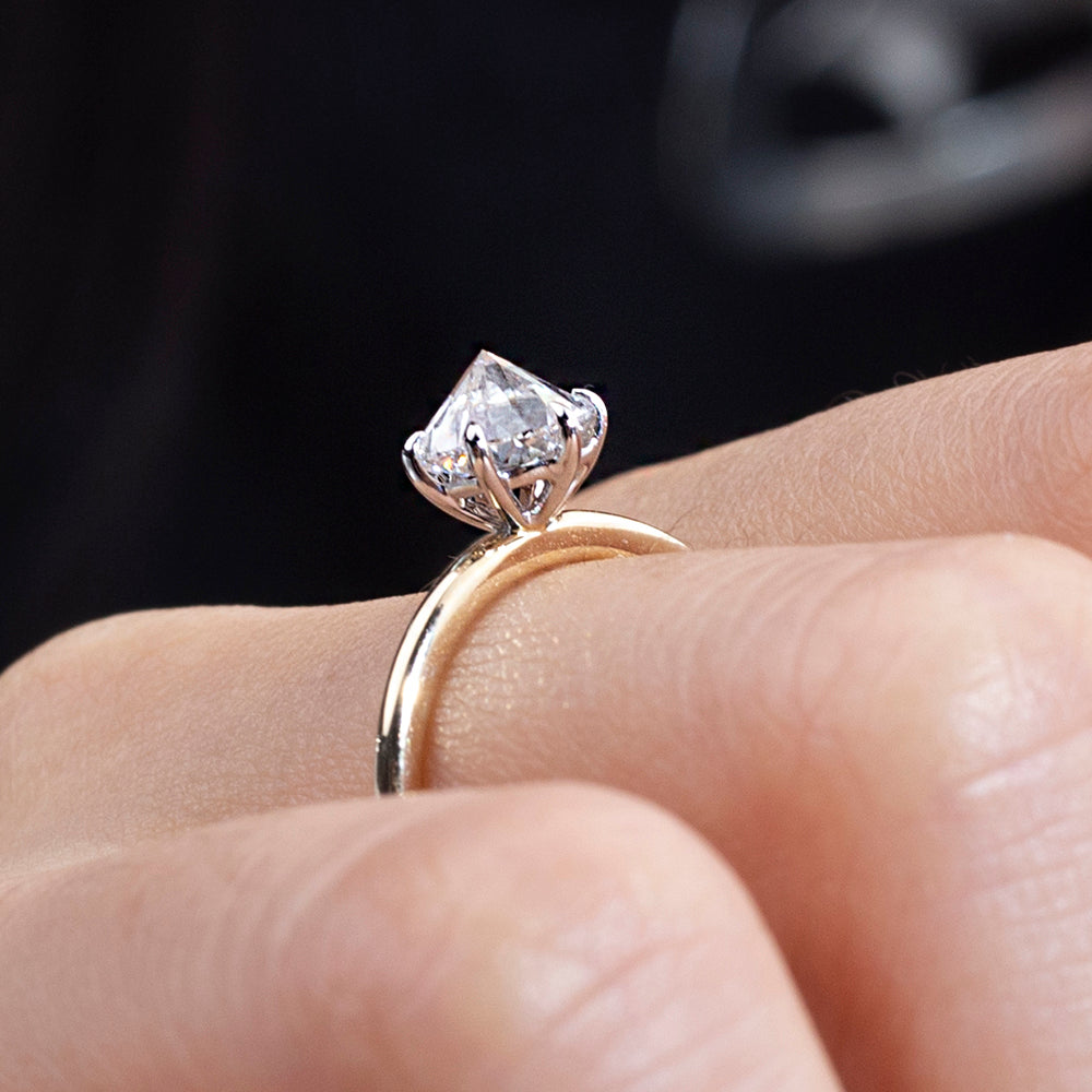 Eco-1858: Golden Solitude – Lab-Grown Round Diamond Solitaire Ring in 18K Yellow Gold