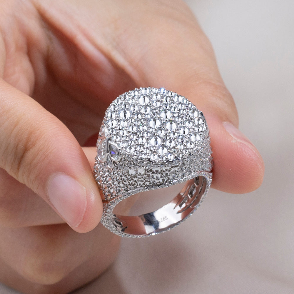 Eco-1894: Celestial Pavé – Lab-Grown Diamond Dome Ring in 18K White Gold