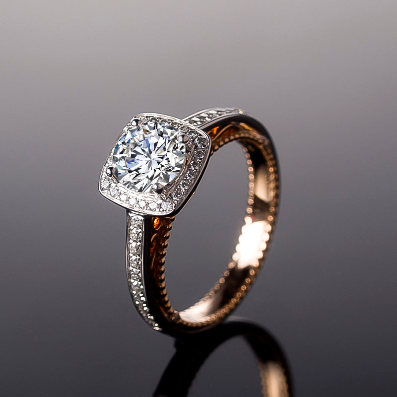 Eco-140 Customization | 18K White & Rose Gold | Cushion-Cut Lab-Grown Diamond 1ct VVS1 | IGI Certified