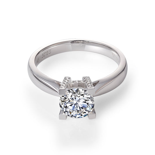 Eco-142  Customization | 18K White Gold | Lab-Grown Diamond  Round Brilliant-Cut 1.00ct D VS1  | IGI Certified