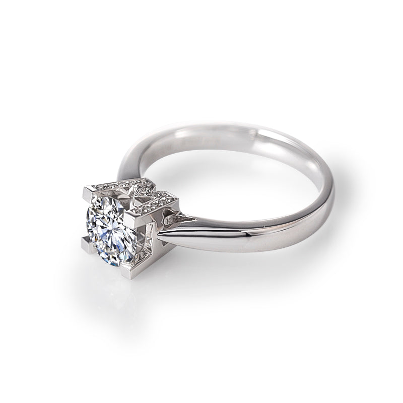 Eco-142  Customization | 18K White Gold | Lab-Grown Diamond  Round Brilliant-Cut 1.00ct D VS1  | IGI Certified