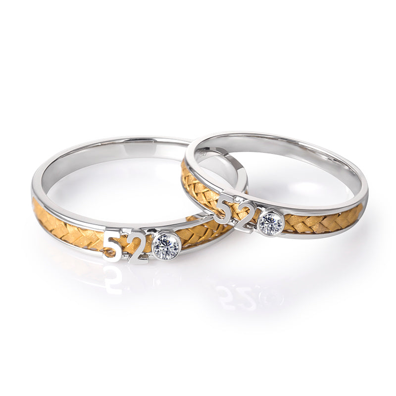 Harley-182: Golden Verse – 18Kホワイト＆イエローゴールドのラボグロウンダイヤモンド織りバンド