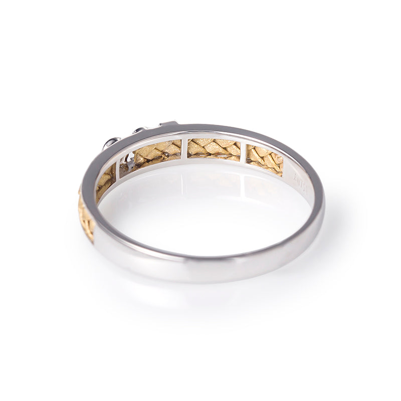 Harley-182: Golden Verse – 18Kホワイト＆イエローゴールドのラボグロウンダイヤモンド織りバンド