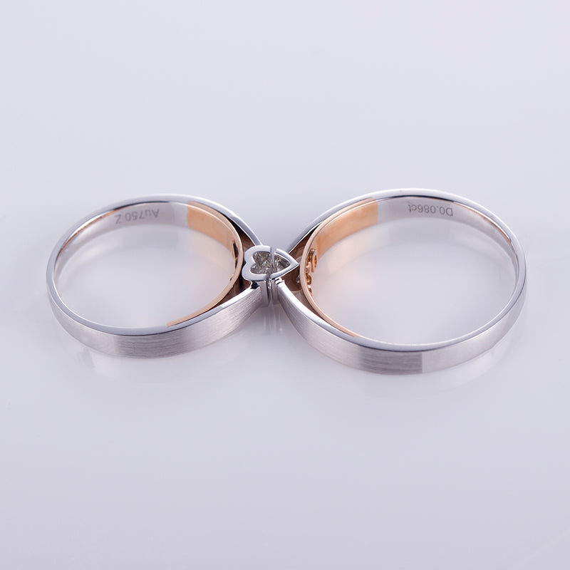 Harley-178: Twin Horizon – Anillos de pareja con diamantes cultivados en laboratorio y engaste cuadrado en oro blanco de 18 quilates