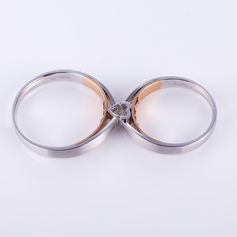 Harley-178: Twin Horizon – Anillos de pareja con diamantes cultivados en laboratorio y engaste cuadrado en oro blanco de 18 quilates