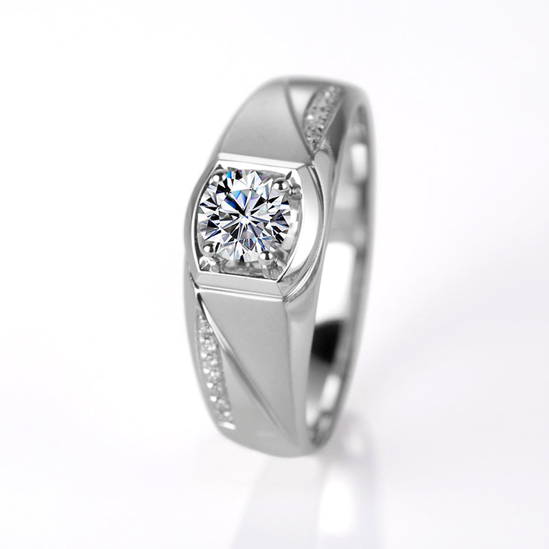 Harley-176: Corona Linear – Anillo con bisel de diamantes cultivados en laboratorio en oro blanco de 18 quilates