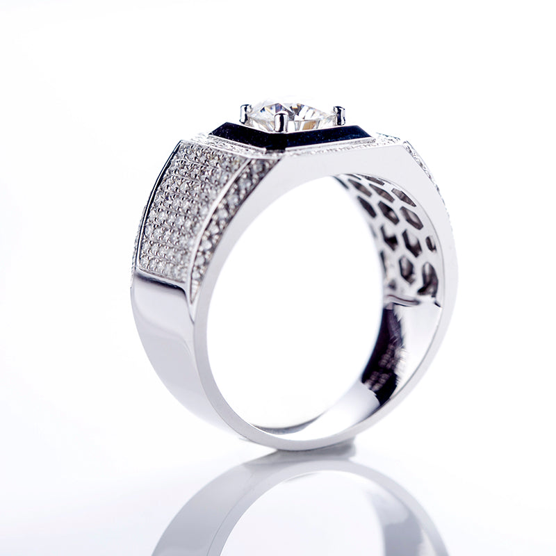 Harley-104: ヘイロー・ソブリン – 18Kホワイトゴールドのラボグロウンダイヤモンドパヴェリング