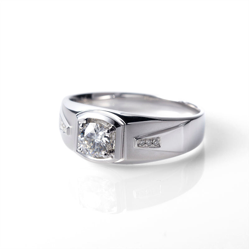 Harley-175: 静かな幾何学 – 18Kホワイトゴールドのラボグロウンダイヤモンドベゼルリング