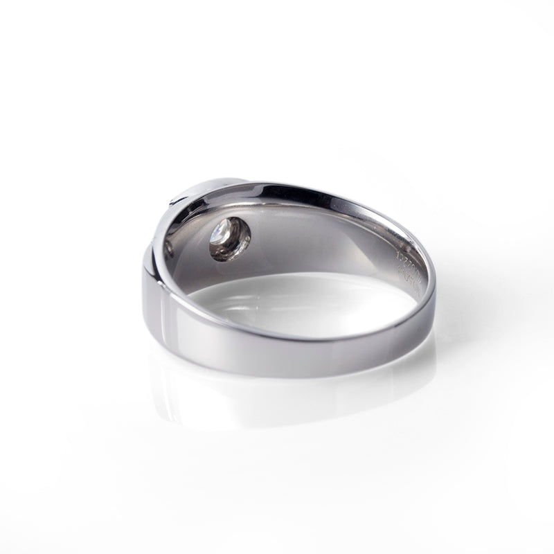 Harley-175: 静かな幾何学 – 18Kホワイトゴールドのラボグロウンダイヤモンドベゼルリング