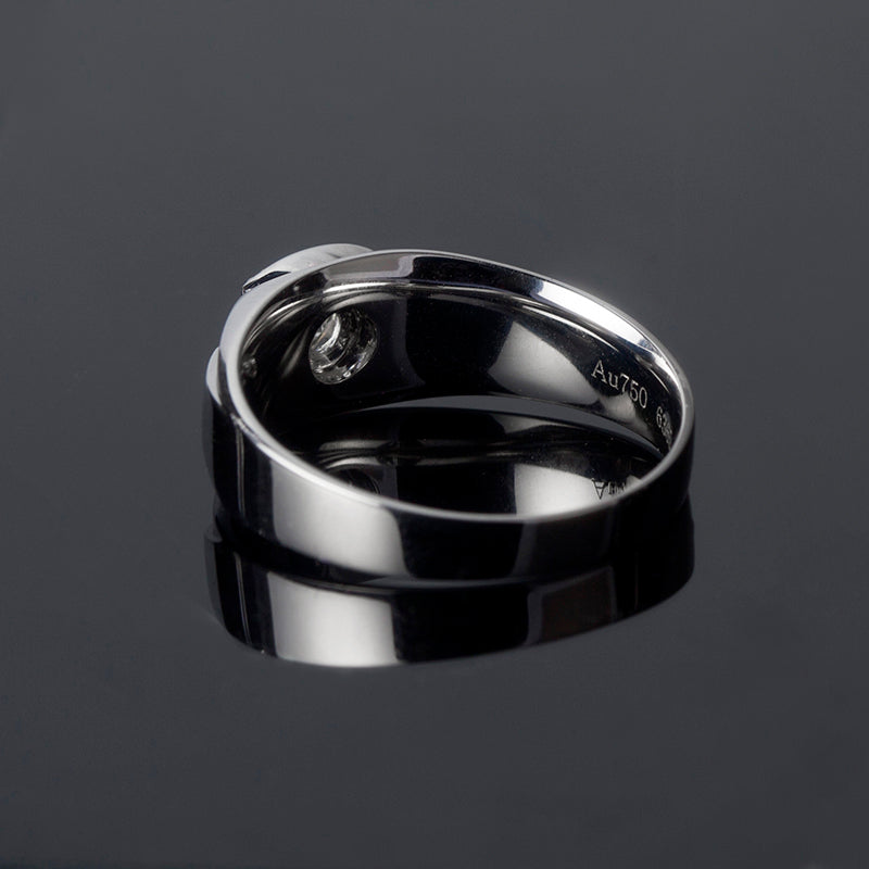 Harley-175: 静かな幾何学 – 18Kホワイトゴールドのラボグロウンダイヤモンドベゼルリング