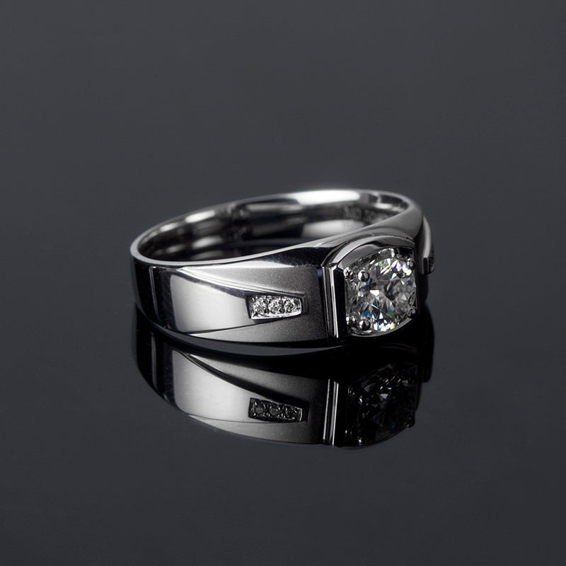 Harley-175: 静かな幾何学 – 18Kホワイトゴールドのラボグロウンダイヤモンドベゼルリング