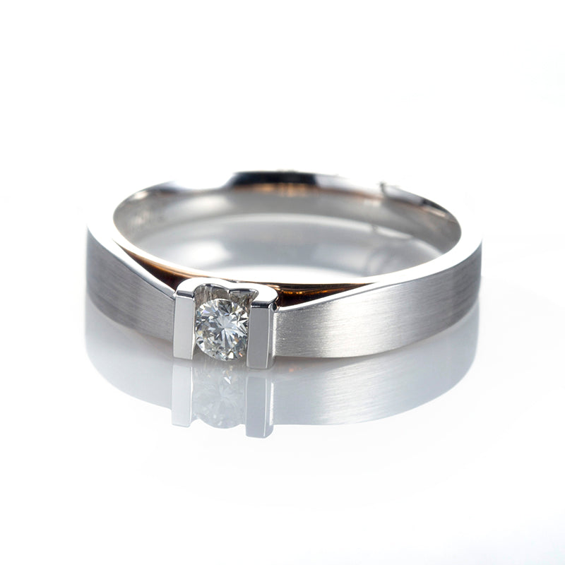 Harley-178: Twin Horizon – Anillos de pareja con diamantes cultivados en laboratorio y engaste cuadrado en oro blanco de 18 quilates