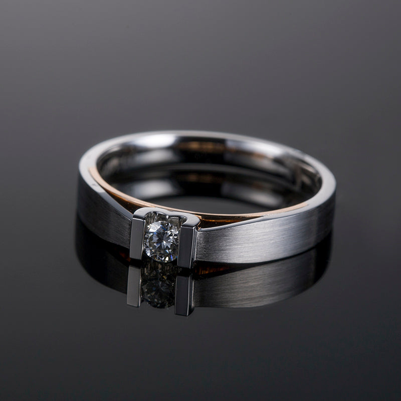 Harley-178: Twin Horizon – Anillos de pareja con diamantes cultivados en laboratorio y engaste cuadrado en oro blanco de 18 quilates