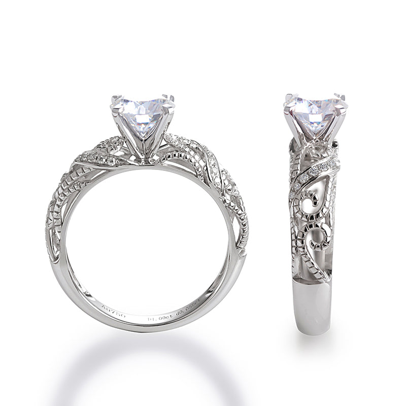 Eco-001 | Lab-Grown Diamond Filigree Ring in 18K White Gold By Ecogemma