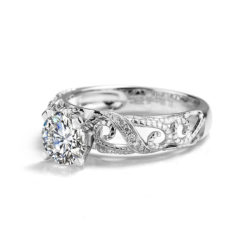Eco-001 | Lab-Grown Diamond Filigree Ring in 18K White Gold By Ecogemma