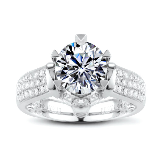 Eco-009:1.0ct D VS1 Round Cut Lab-Grown Diamond Ring in 18K White Gold By Ecogemma