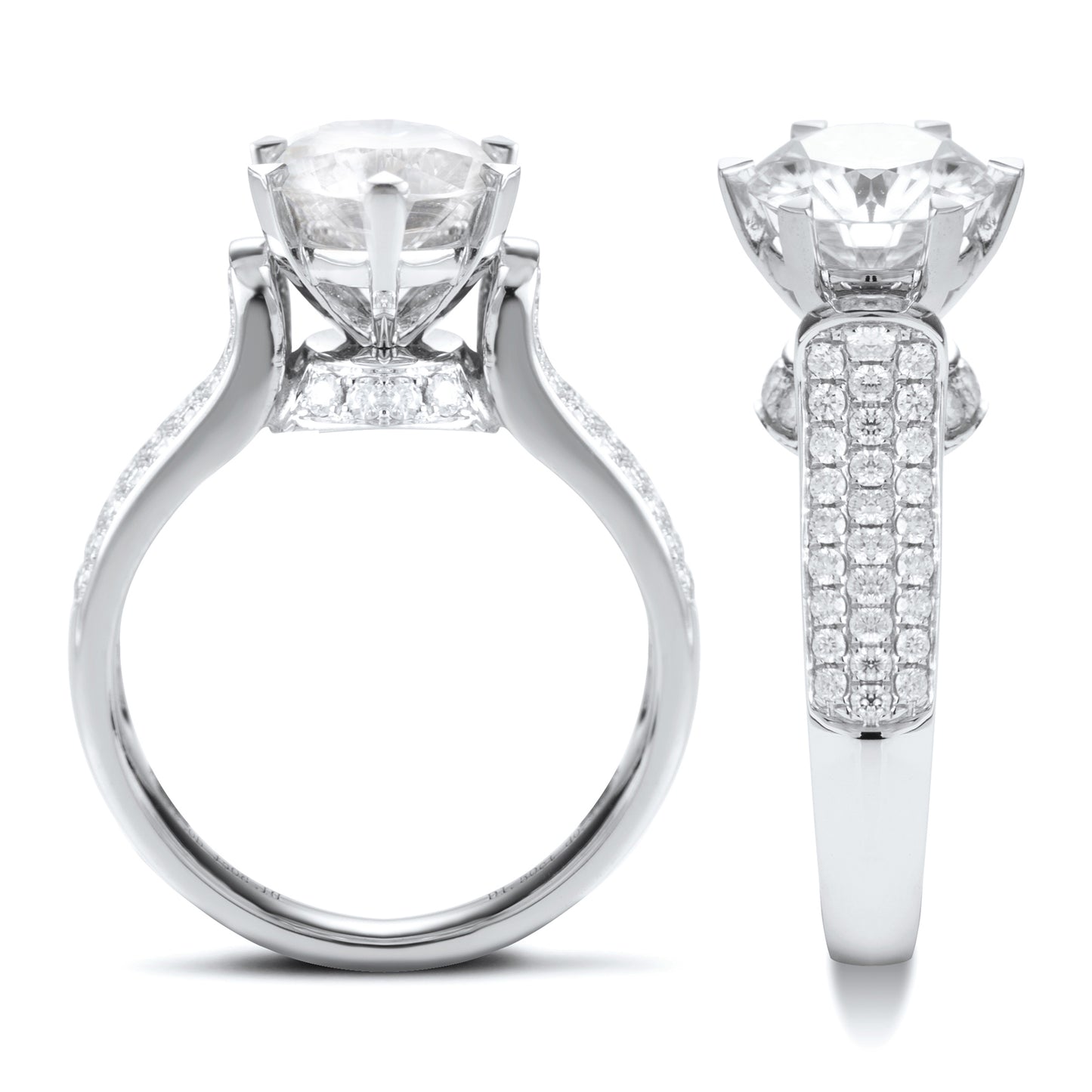 Eco-009:1.0ct D VS1 Round Cut Lab-Grown Diamond Ring in 18K White Gold By Ecogemma
