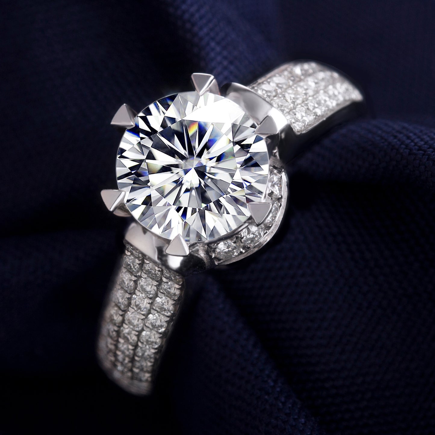 Eco-009:1.0ct D VS1 Round Cut Lab-Grown Diamond Ring in 18K White Gold By Ecogemma