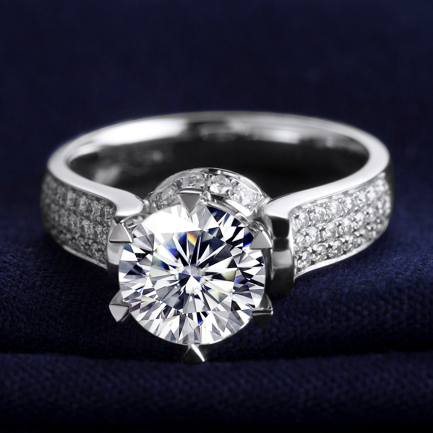 Eco-009:1.0ct D VS1 Round Cut Lab-Grown Diamond Ring in 18K White Gold By Ecogemma