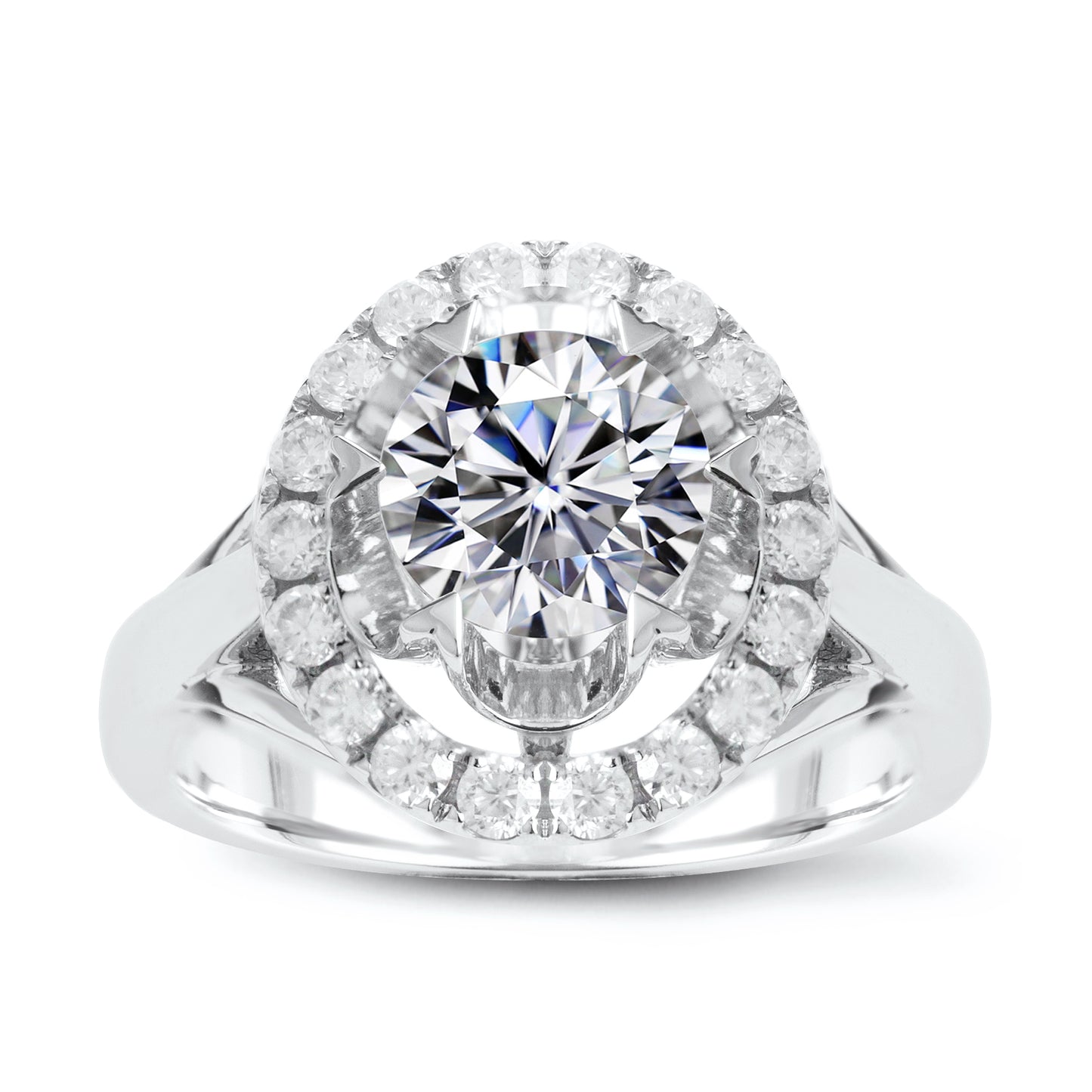 Eco—010: 2.0ct D VVS2 Round Cut Lab-Grown Diamond Ring in 18K White Gold By Ecogemma