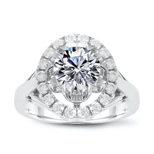 Eco—010: 2.0ct D VVS2 Round Cut Lab-Grown Diamond Ring in 18K White Gold By Ecogemma