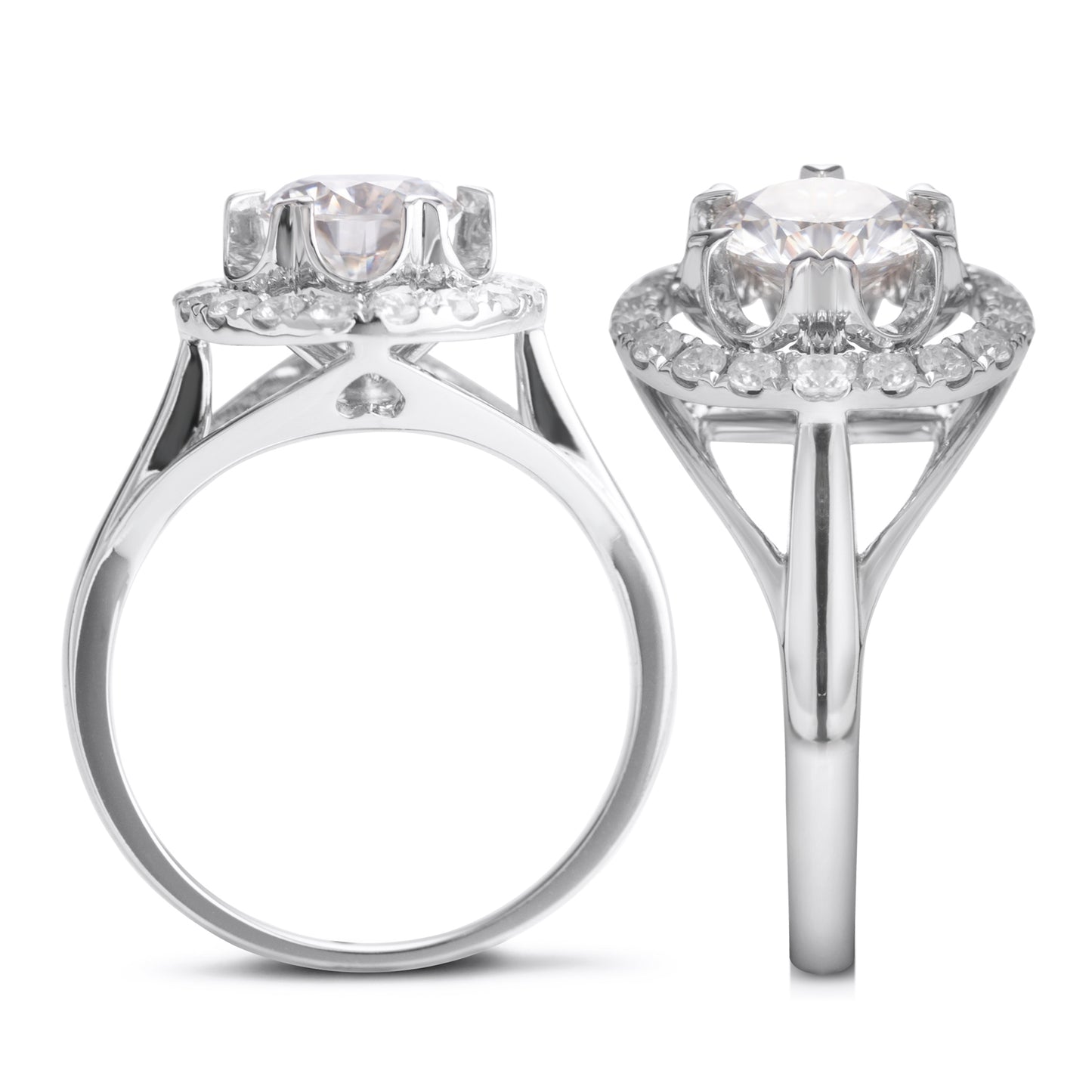 Eco—010: 2.0ct D VVS2 Round Cut Lab-Grown Diamond Ring in 18K White Gold By Ecogemma