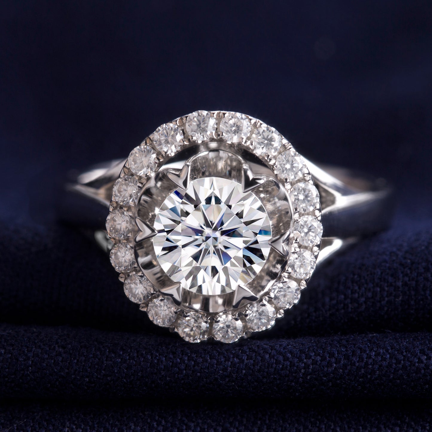 Eco—010: 2.0ct D VVS2 Round Cut Lab-Grown Diamond Ring in 18K White Gold By Ecogemma