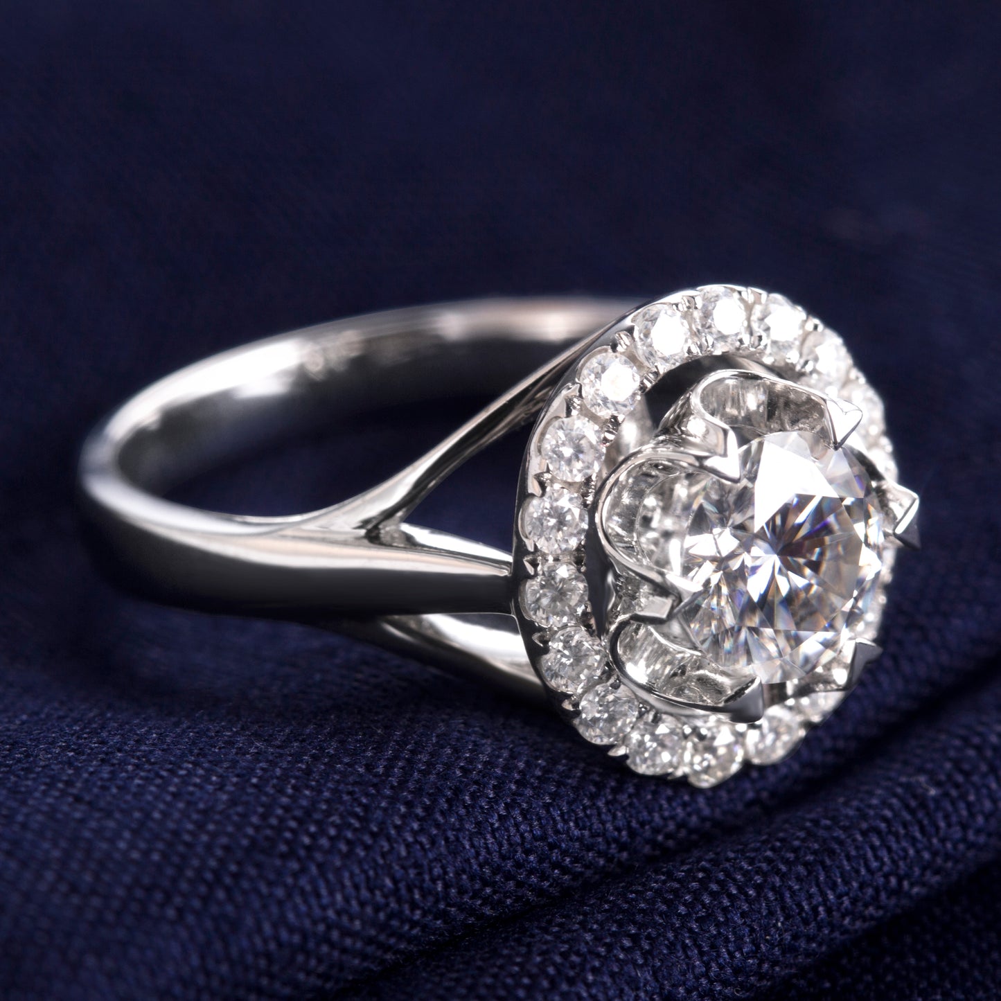 Eco—010: 2.0ct D VVS2 Round Cut Lab-Grown Diamond Ring in 18K White Gold By Ecogemma