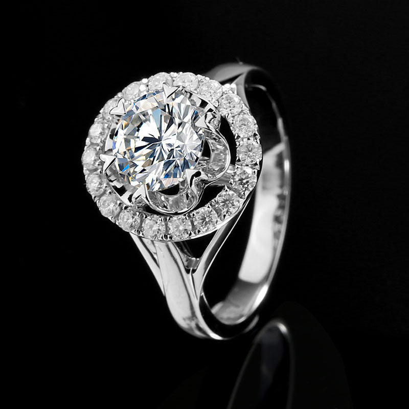Eco—010: 2.0ct D VVS2 Round Cut Lab-Grown Diamond Ring in 18K White Gold By Ecogemma