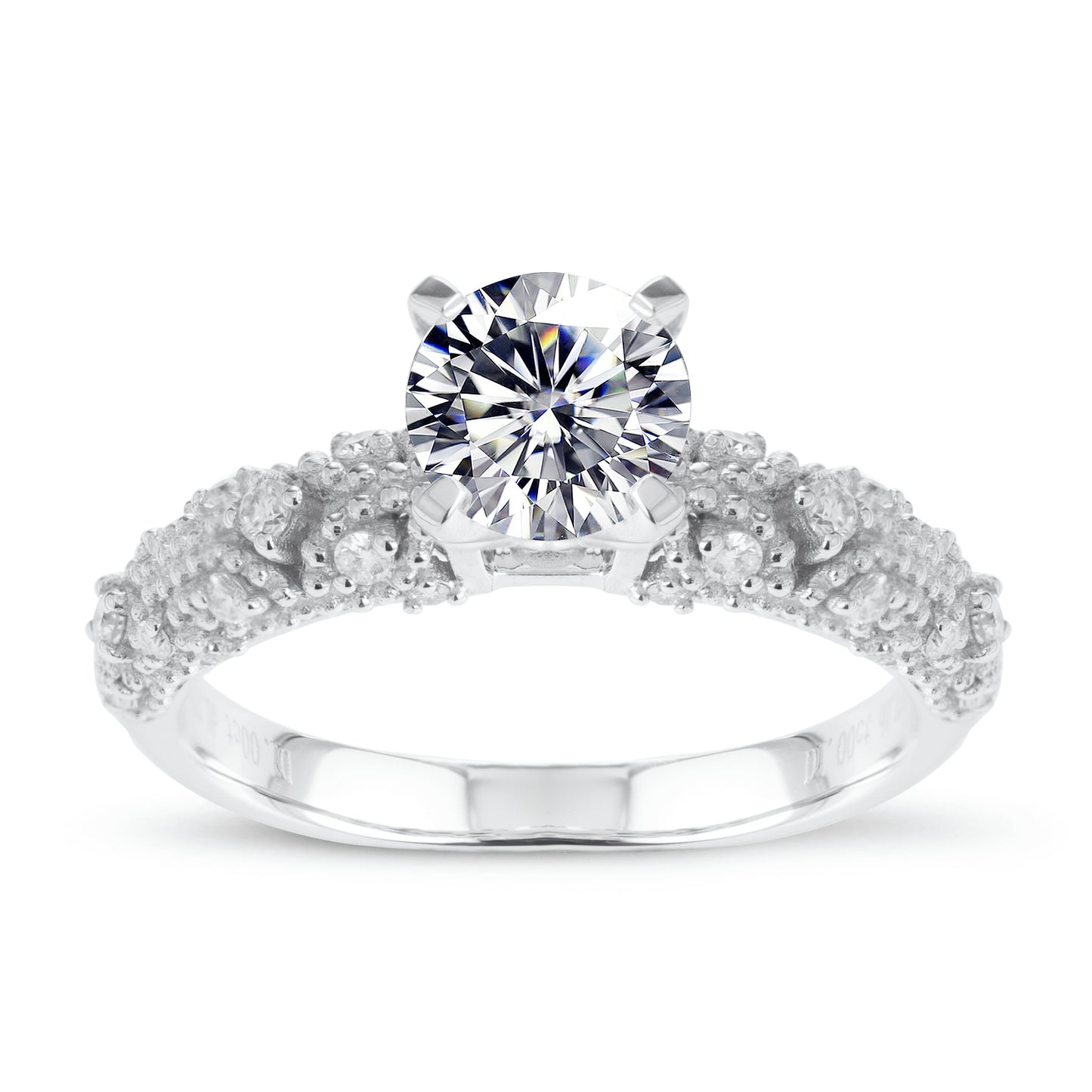 Eco—011:1.0ct D VVS2 Round Cut Lab-Grown Diamond Ring in 18K White Gold By Ecogemma · IGI Certified