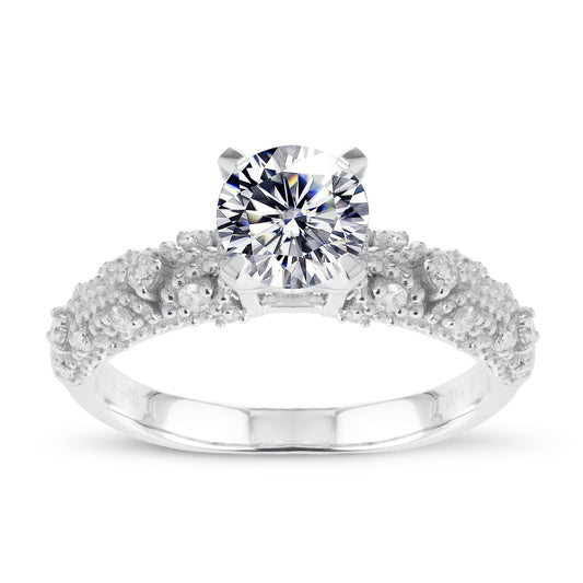 Eco—011:1.0ct D VVS2 Round Cut Lab-Grown Diamond Ring in 18K White Gold By Ecogemma · IGI Certified