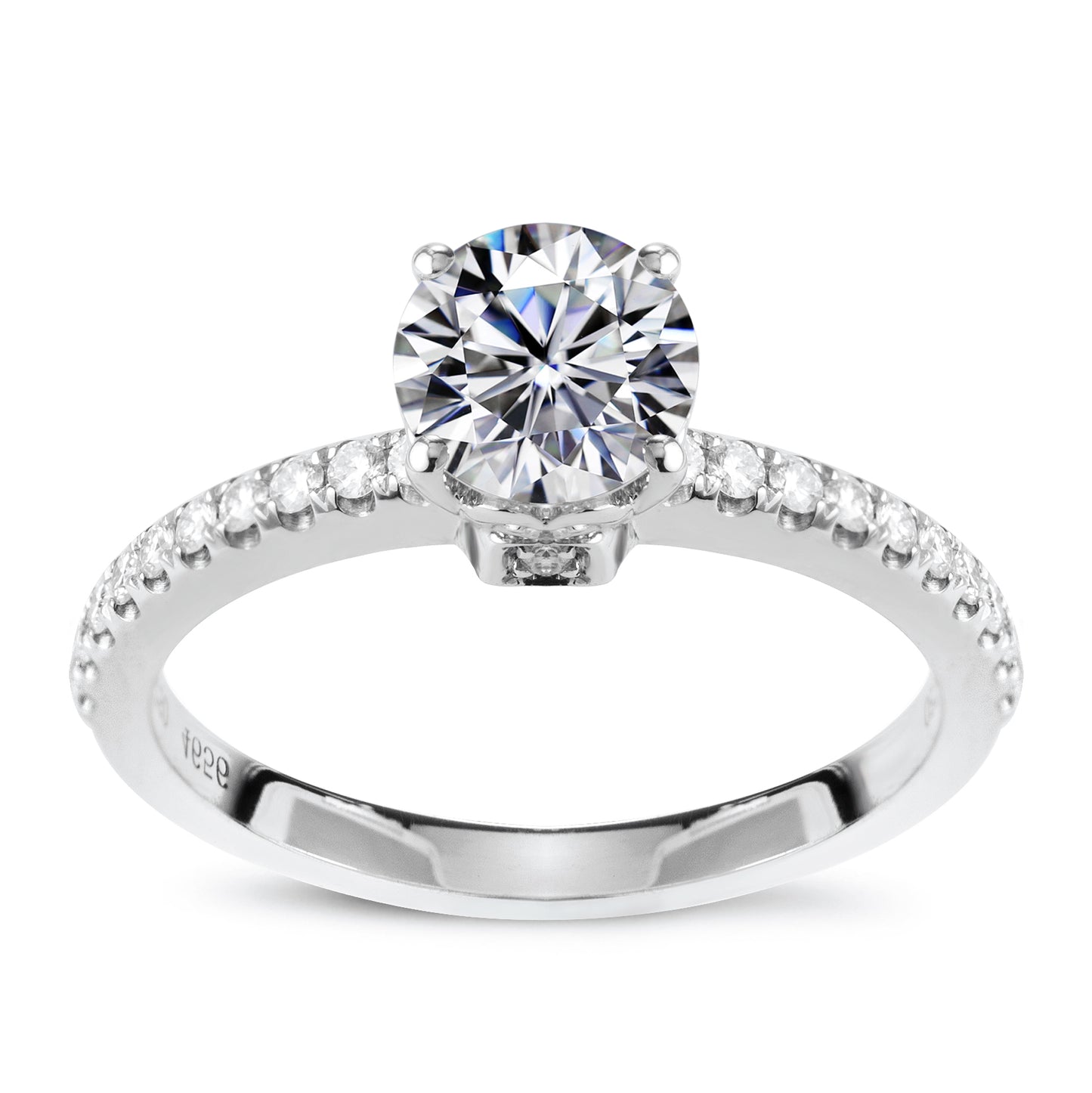 Eco—024: 1.0ct D VS1 Round Cut Lab-Grown Diamond Ring in 18K White Gold By Ecogemma · IGI Certified