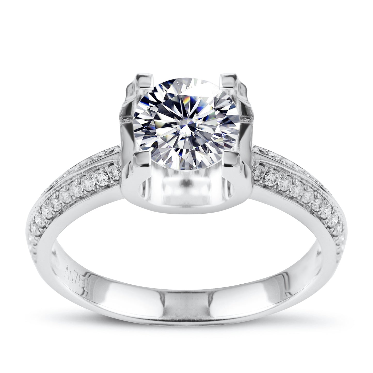 Eco—028: 1.0ct D VS1 Round Cut Lab-Grown Diamond Ring in 18K White Gold By Ecogemma · IGI Certified