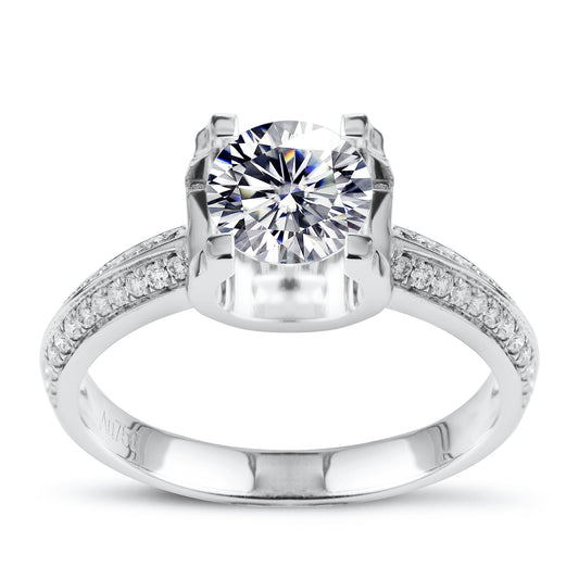 Eco—028: 1.0ct D VS1 Round Cut Lab-Grown Diamond Ring in 18K White Gold By Ecogemma · IGI Certified