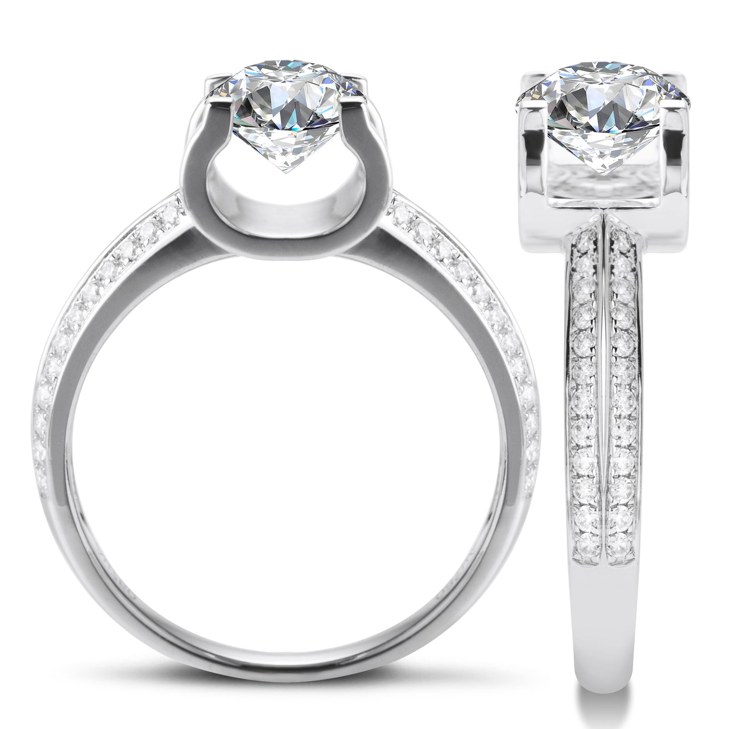 Eco—028: 1.0ct D VS1 Round Cut Lab-Grown Diamond Ring in 18K White Gold By Ecogemma · IGI Certified