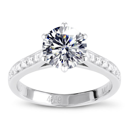 Eco—029:1.0ct D VS1 Round Cut Lab-Grown Diamond Ring in 18K White Gold By Ecogemma · IGI Certified