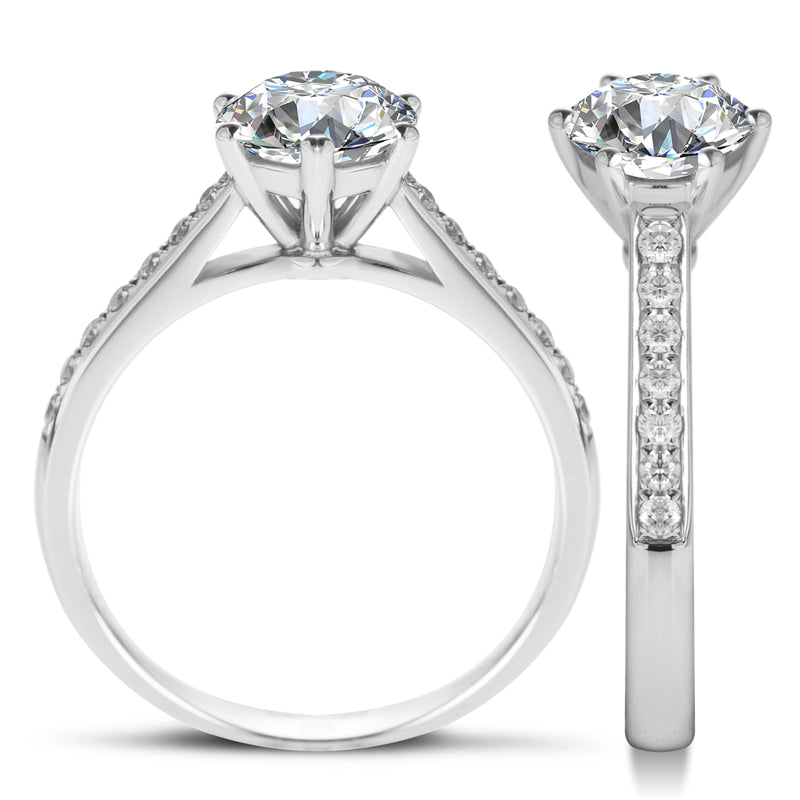Eco—029:1.0ct D VS1 Round Cut Lab-Grown Diamond Ring in 18K White Gold By Ecogemma · IGI Certified