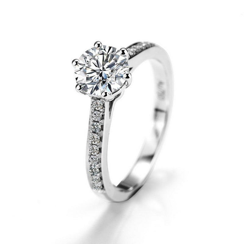 Eco—029:1.0ct D VS1 Round Cut Lab-Grown Diamond Ring in 18K White Gold By Ecogemma · IGI Certified