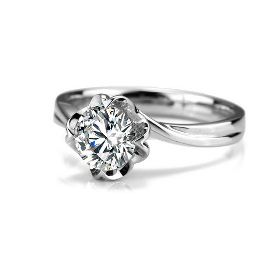 Eco—031: 1.0ct D VS1 Round Cut Lab-Grown Diamond Ring in 18K White Gold By Ecogemma · IGI Certified