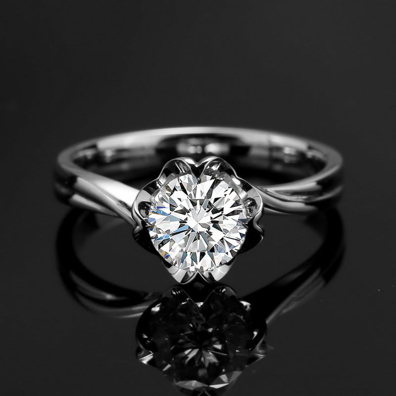 Eco—031: 1.0ct D VS1 Round Cut Lab-Grown Diamond Ring in 18K White Gold By Ecogemma · IGI Certified