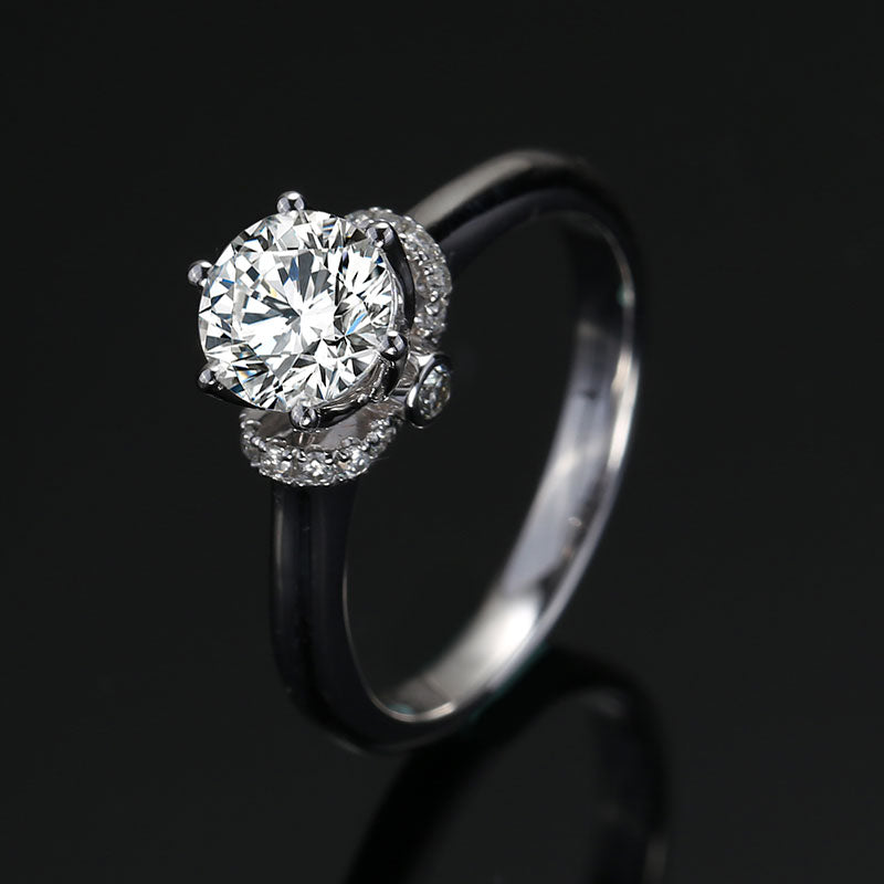 Eco—033: 1.0ct D VS1 Round Cut Lab-Grown Diamond Ring in 18K White Gold By Ecogemma · IGI Certified