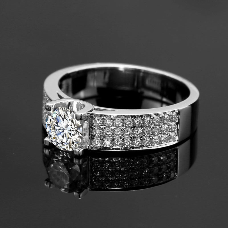 Eco—032: 1.0ct D VS1 Round Cut Lab-Grown Diamond Ring in 18K White Gold By Ecogemma · IGI Certified