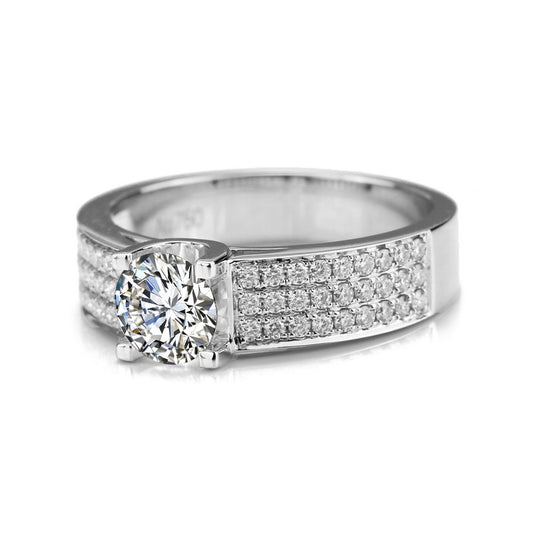 Eco—032: 1.0ct D VS1 Round Cut Lab-Grown Diamond Ring in 18K White Gold By Ecogemma · IGI Certified