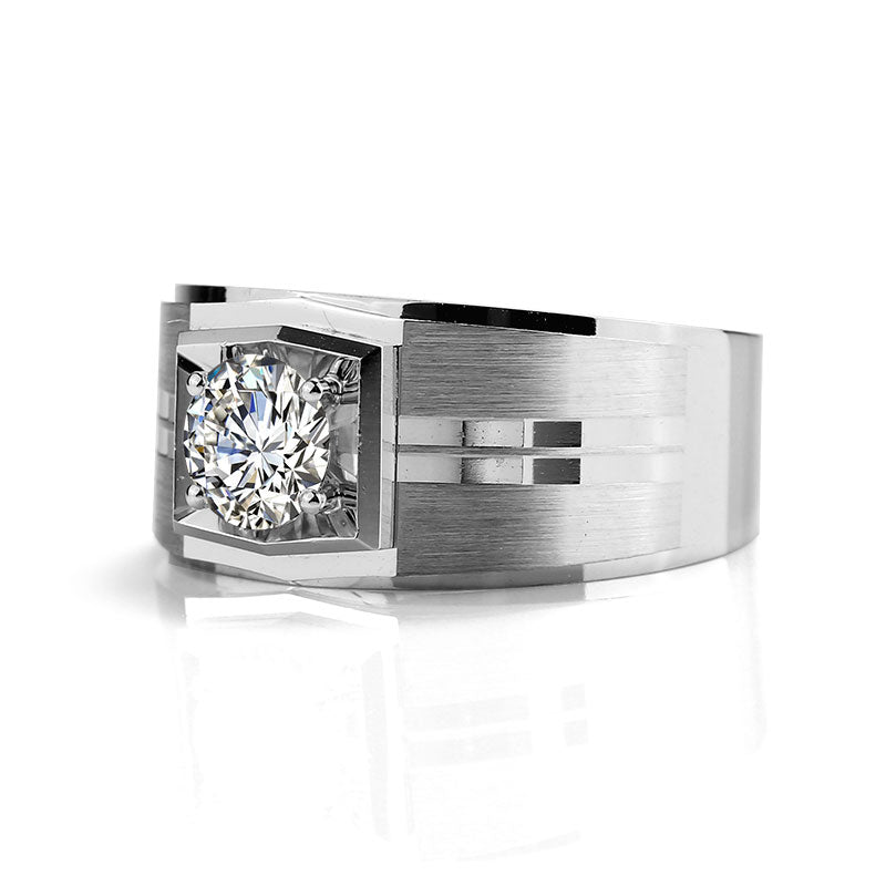 Harley-033: Urban Axis – Lab-Grown Diamond Bezel Ring in 18K White Gold