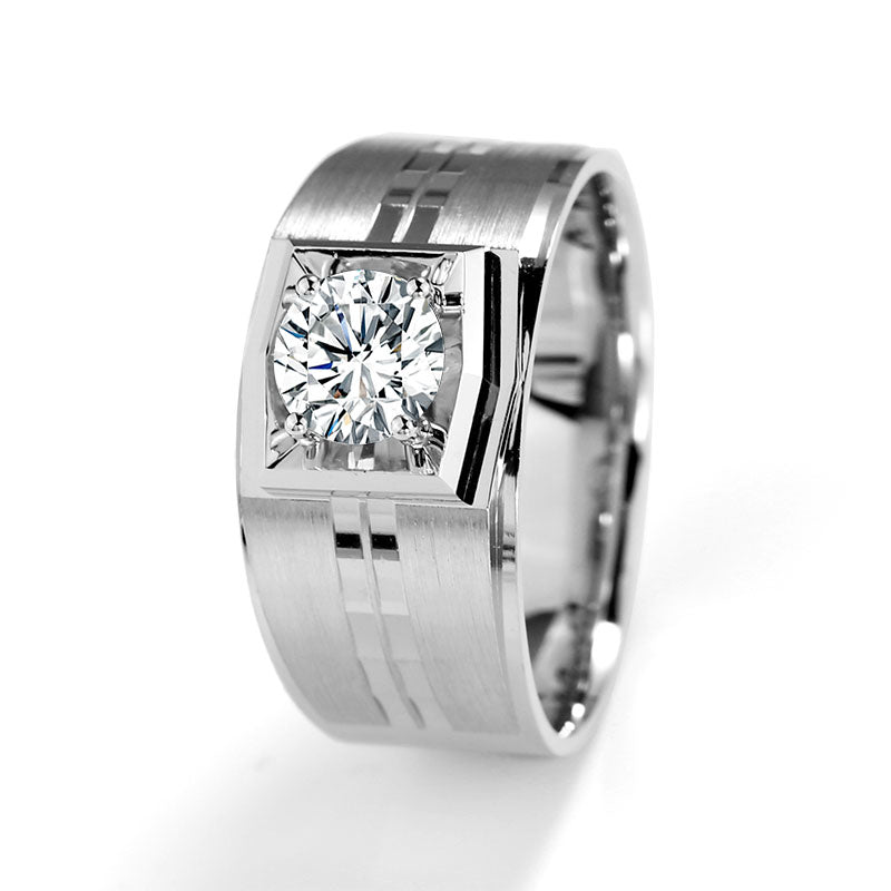 Harley-033: Urban Axis – Lab-Grown Diamond Bezel Ring in 18K White Gold