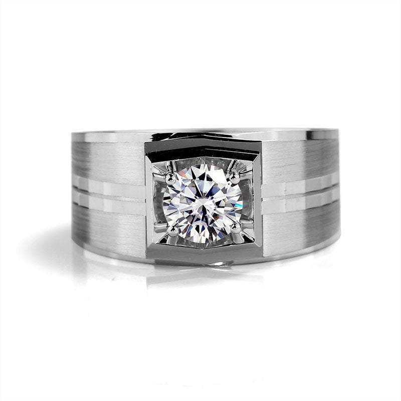 Harley-033: Urban Axis – Lab-Grown Diamond Bezel Ring in 18K White Gold