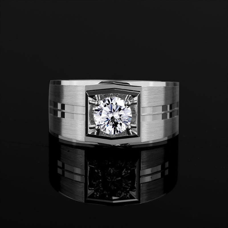Harley-033: Urban Axis – Lab-Grown Diamond Bezel Ring in 18K White Gold