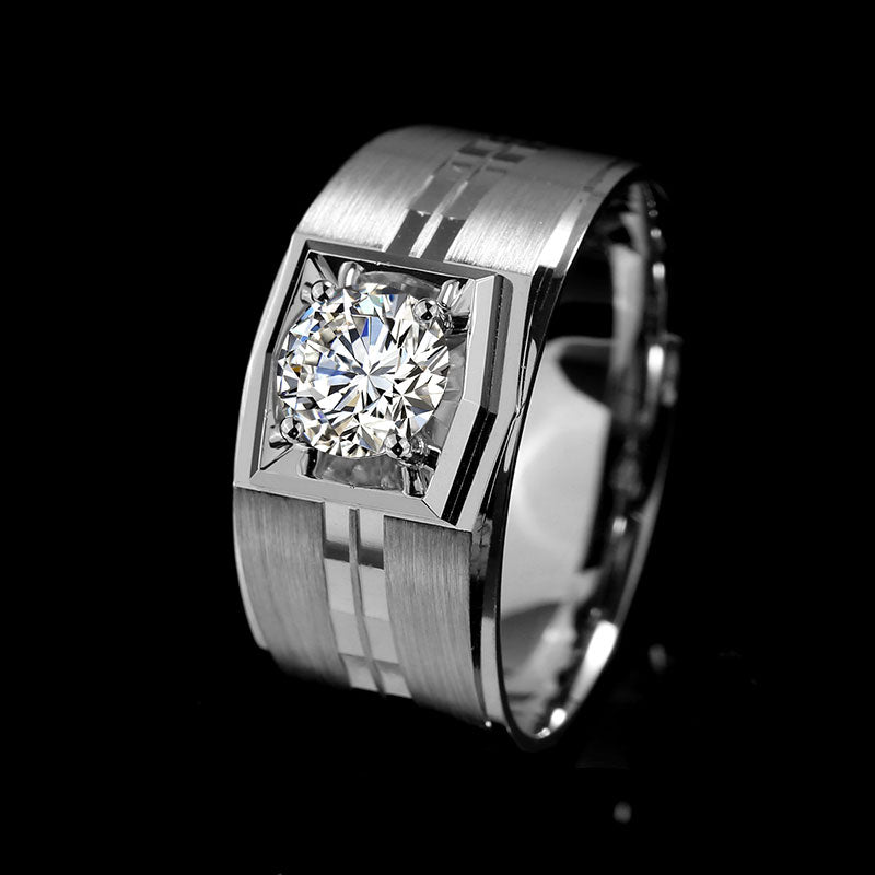 Harley-033: Urban Axis – Lab-Grown Diamond Bezel Ring in 18K White Gold